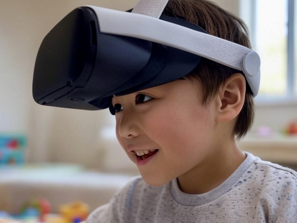 Child using VR for vision therapy